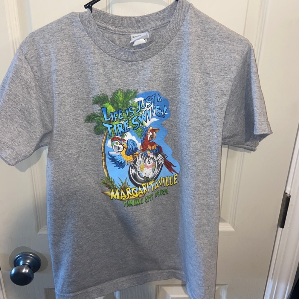 Margaritaville Panama City Beach kids t shirt XL 18-20 gray Tire Swing.